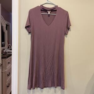 Mossimo T Shirt Mauve V Neck Cut Out Dress Size Medium